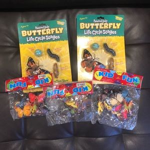 3 Butterfly Life Cycles & 3 butterfly insect bags